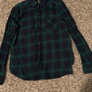 Plaid green button up shirt